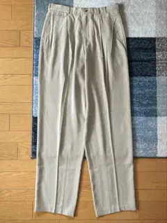 90's オールド Papas 2タック シルク スラックス ベージュ M