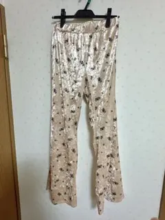 サテン ワイドパンツ