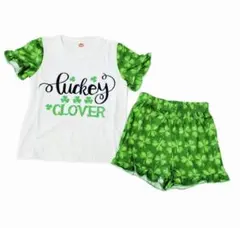 【新品】　キッズ Tシャツとショーツセット 110cm 緑 クローバー柄