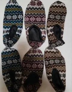 室内履き靴下　フォークロア調柄　3組セット