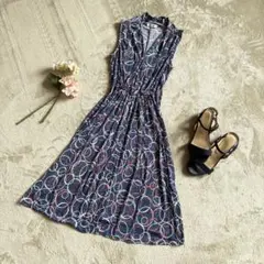 A269◾︎ EGERIE エジェリ ノースリーブ総柄ワンピース フランス製