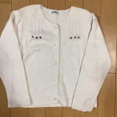 ファミリア familiar カーディガン 毛 刺繍 120cm 日本製 良品