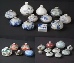 油壷 油壺 まとめて 25点 ・水注 小瓶 高麗青磁瀬戸古伊万里染付九谷象嵌 油壷 油壺 まとめて 25点 ・水注 小瓶 高麗青磁瀬戸古伊万里染付九谷