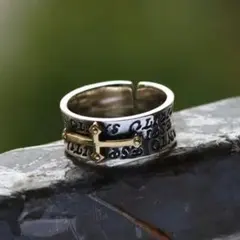 ★ヴィンテージアメリカン❗クロスシルバーリング❗フリーサイズ★男女兼用★新品★