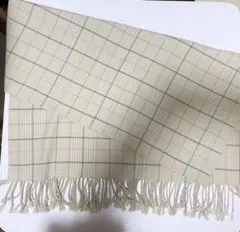 ベージュ系チェック 冬用大判ストール　マフラー