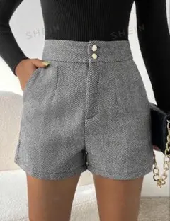 チェック柄ハイウエストショートパンツ