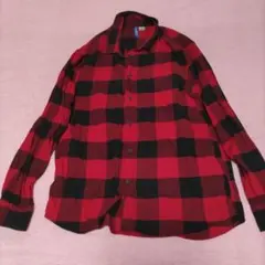 H&M DIVIDED 赤黒チェックネルシャツ M