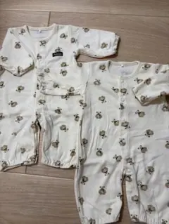 双子ちゃんオススメ！くまちゃんロンパース 50-60cm 2点セット