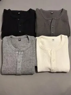 ワッフルヘンリーネックTシャツ/長袖 4点セット XL