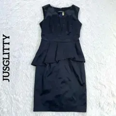JUSGLITTY ワンピース M 結婚式 オケージョン ネイビーペプラム