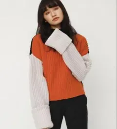 SLY配色バイカラー長袖ニット
