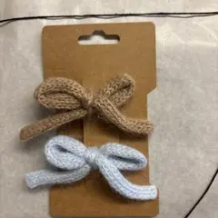 ハンドメイド　毛糸　リボン　ヘアピン　ヘアクリップ　韓国