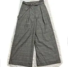 プラステ PLST ワイドパンツ　チェック柄　タックあり