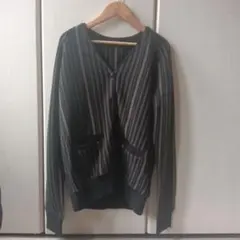 （セール中）ストライプデザイン ボタン付きカーディガン