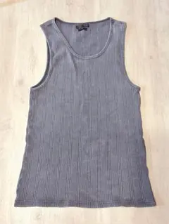 美品 CABaN コットンカシミヤ リブ ノースリーブ F グレー パープル