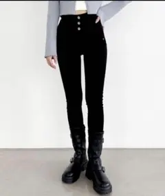 Heather ヘザー iskoデニム ブラック ハイウエスト ストレッチ有り