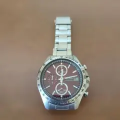 SEIKO クロノグラフ 腕時計 ワインレッド 可動中
