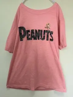 PEANUTS ピーナッツ　スヌーピー Tシャツ ピンク　Lサイズ