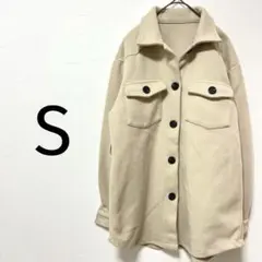 ベージュ ポリエステル ジャケット S アウター　冬　襟付き　ボタン　シンプル