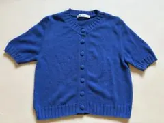 ZARA 半袖ニットカーディガン ブルー　Mサイズのサムネイル