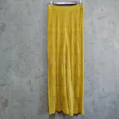美品　armonia 総レース　派手パン　メッシュ　ワイドパンツ　イエロー