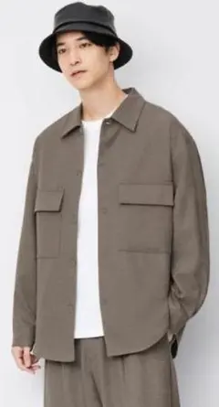 GU リラックスフィット CPOシャツ ブラウンベージュ M
