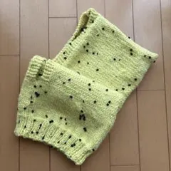 ハンドメイド　バラクラバ　帽子　手編み　編み物　黄色