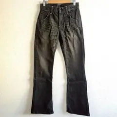 リー　デニムパンツ　フレアパンツ　綿混　黒　S ボトムス　ジーンズ　Gパン