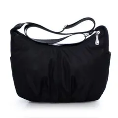 ショルダーバッグ　レディース　斜めがけ　大容量　ナイロン　黒　ポケット　軽量