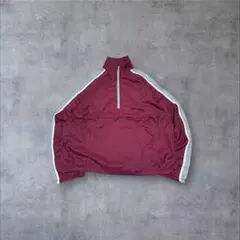 80s ナイキ アノラックパーカー M ボルドー ハーフジップ 短丈 紺タグ