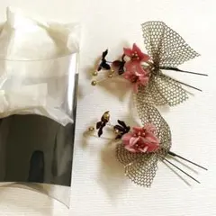 花飾り かんざしセット 2個　髪飾り　和装小物　ヘアアクセ