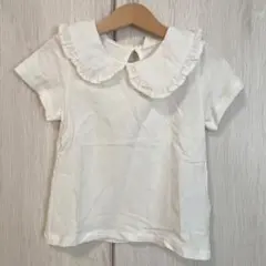 H&M フリル襟 ホワイトTシャツ 98/104