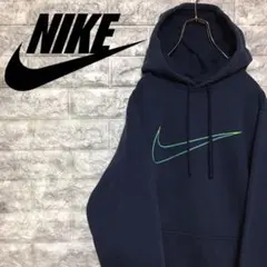 【激レア】ナイキ ビッグ スウォッシュ 刺繍ロゴ プルオーバー パーカー