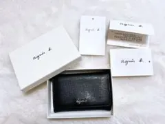 最終値下げ！ 【美品】 agnis b. ブラックレザー名刺入れ agnes b.（アニエスベー） カードケース 名刺入れ ボヤージュ agnesb
