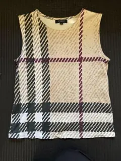 BURBERRY ノースリーブトップス ベージュ/黒/赤 チェック柄