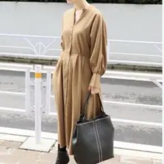 IENA イエナ ボリューム袖 ロングシャツワンピース スキッパー