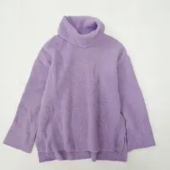 GU ボクシー タートルネック セーター ニット パープル オーバーサイズ M