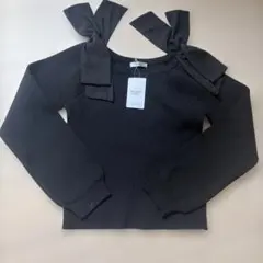 PALEMO STORE リボン付きリブニット ブラック 新品
