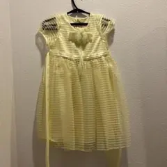 子どもドレス サイズ110 淡い黄色のストライプ