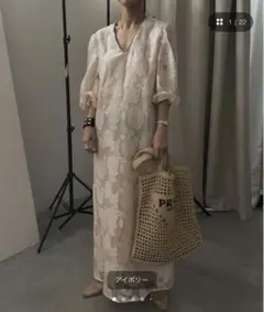 FLOWER JACQUARD STRAIGHT DRESS　AMERI
