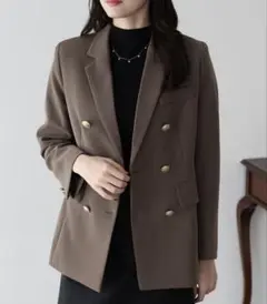 ブラウン ダブルブレスト テーラードジャケット 金ボタン BLUEEAST
