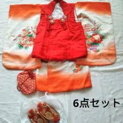 七五三 3歳 被布 着物セット 赤 蝶々 正絹 アンティーク レトロ - メルカリ