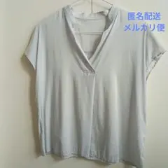 スキッパーネック 半袖ブラウス ライトグレーのサムネイル