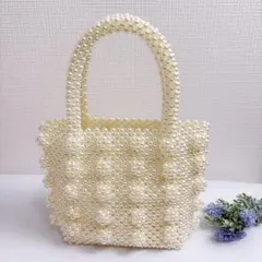 パール装飾のカジュアルハンドバッグ パーティバッグ