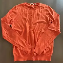 ユニクロ　オレンジ 長袖カーディガン M 綿100