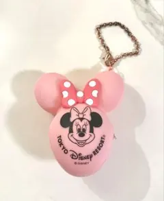 ミニー バルーン ミニ ポーチ バッグチャーム シリコン製 ピンク リボンのサムネイル