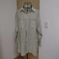 SHEENA シフォン　シアーシャツ　ブラウス　サイズL　カーキのサムネイル