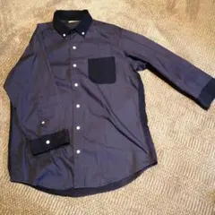 G.Uネイビー 七分袖シャツ Lサイズ