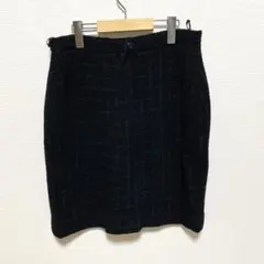 台形スカート/ツイード生地/ブラック/LLサイズ/大きめ/きれいめ/オフカジ