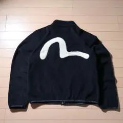 EVISU エビス フリース ボアジャケット 刺繍ロゴ ビッグカモメ 黒 40